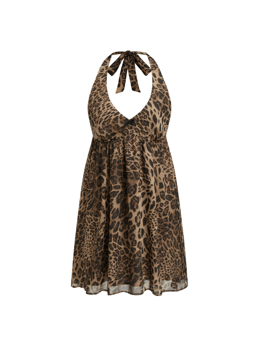 Halter Neckline Leopard Bowknot Nightdress