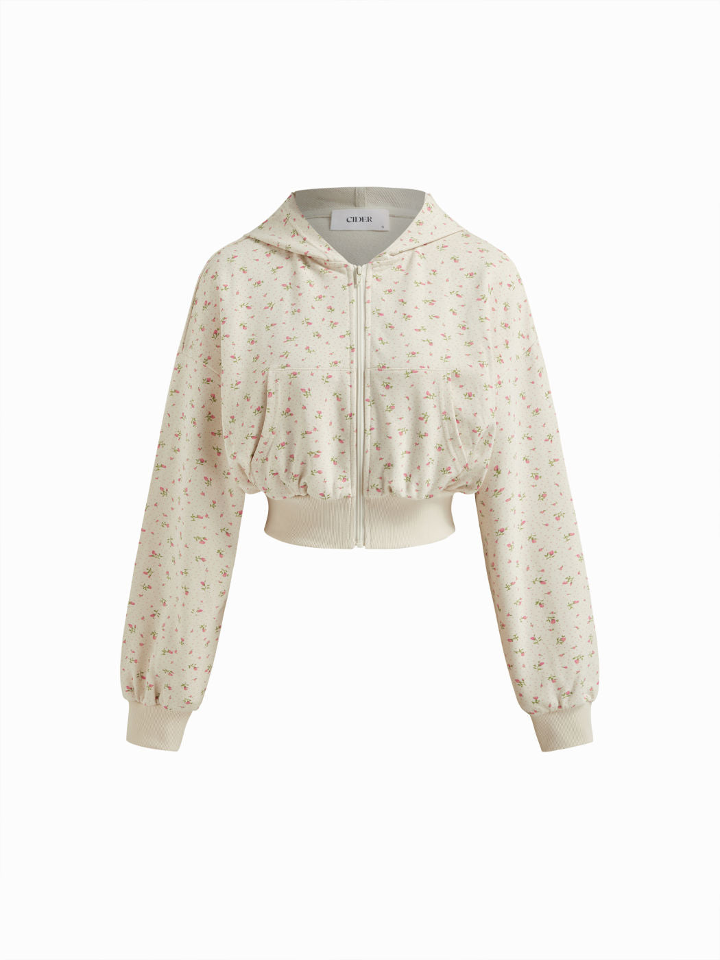 Cotton-blend Floral Zip Through Lounge Hoodie