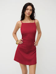 Square Neck Lace Up Mini Dress