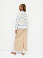Cotton-blend Round Neckline Stripe Hedgehog Embroidered Oversized Tee