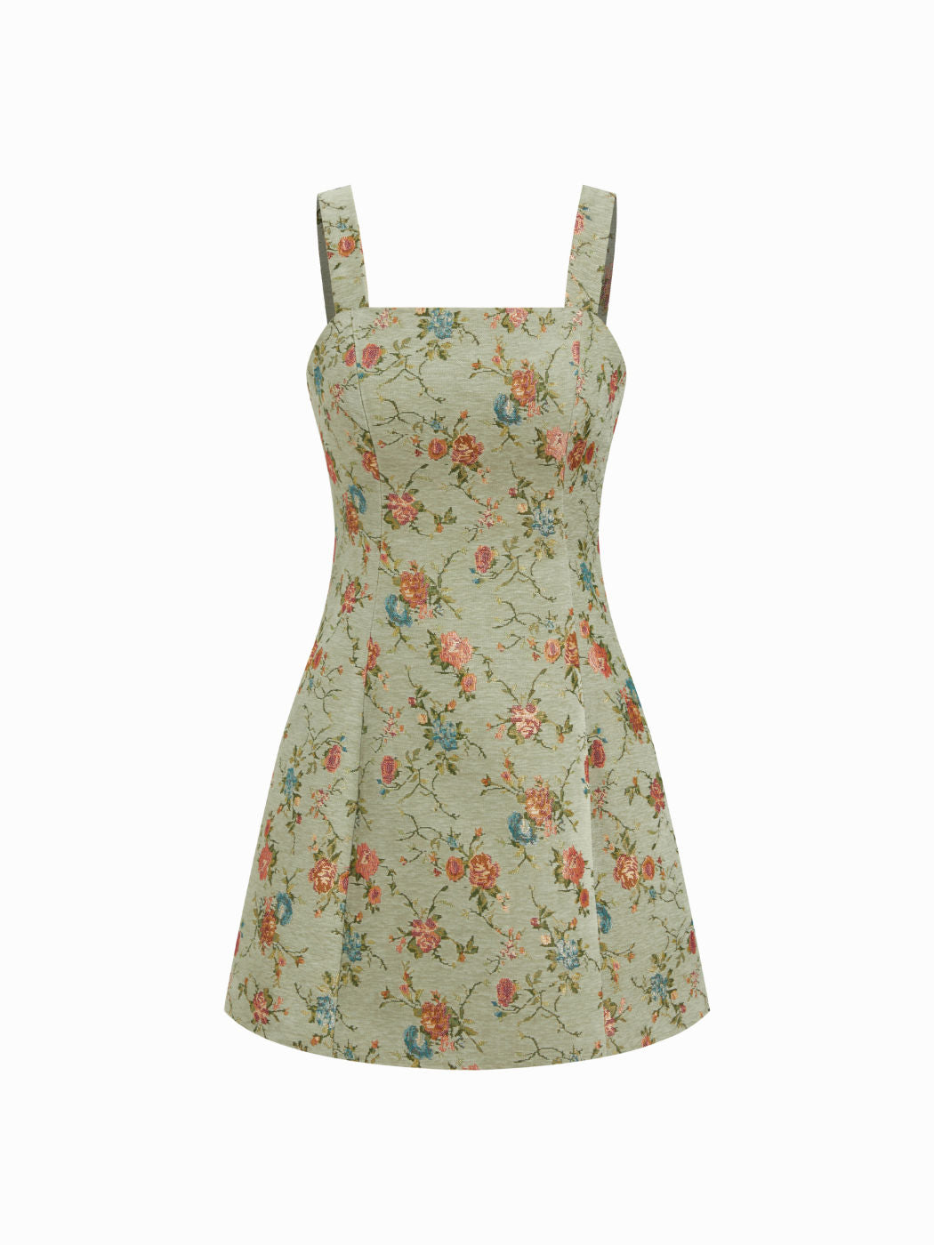 Floral Square Neck Tie Back A-line Mini Cami Dress