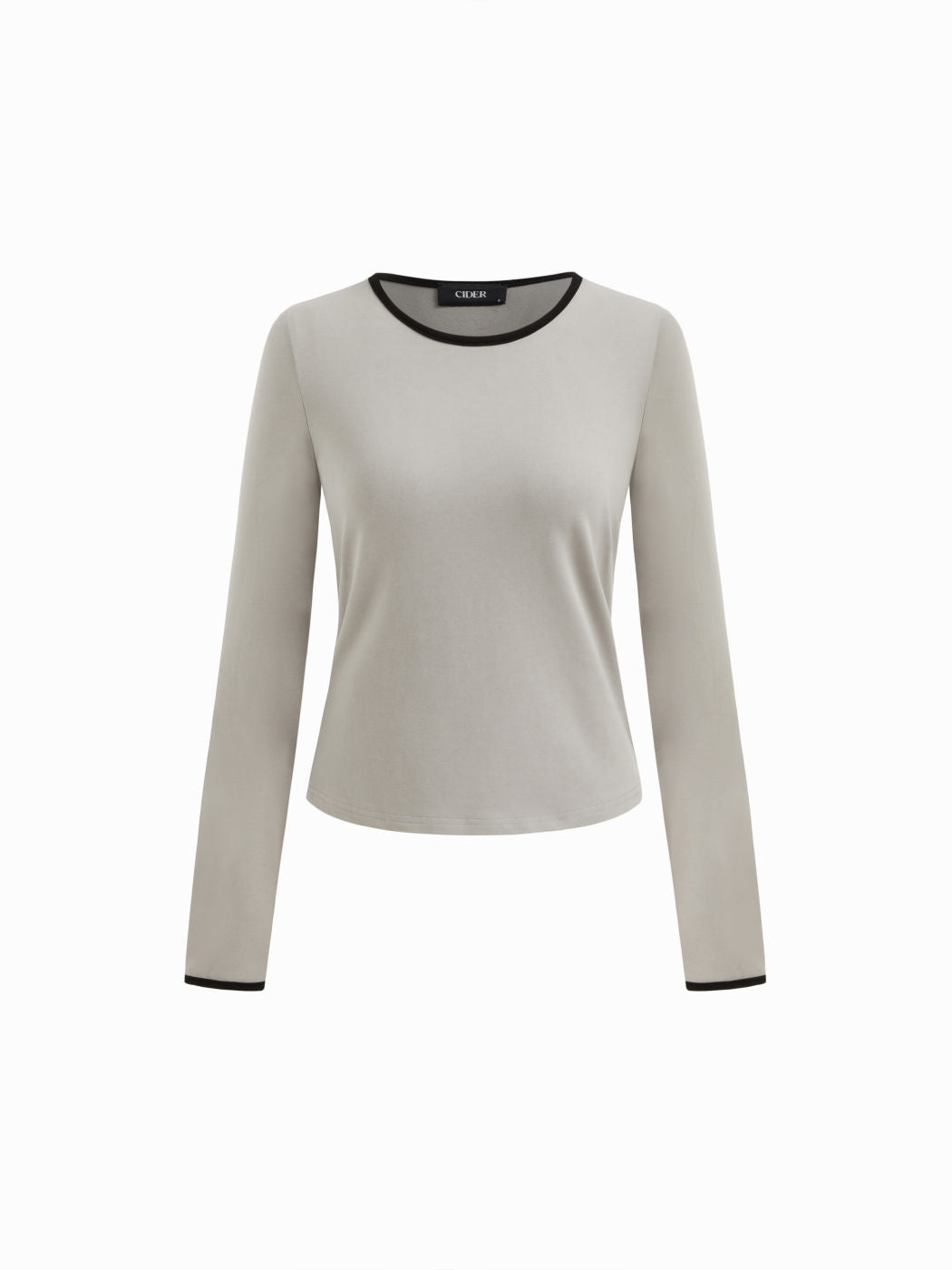 Cotton-blend Round Neckline Contrasting Binding Oversized Tee