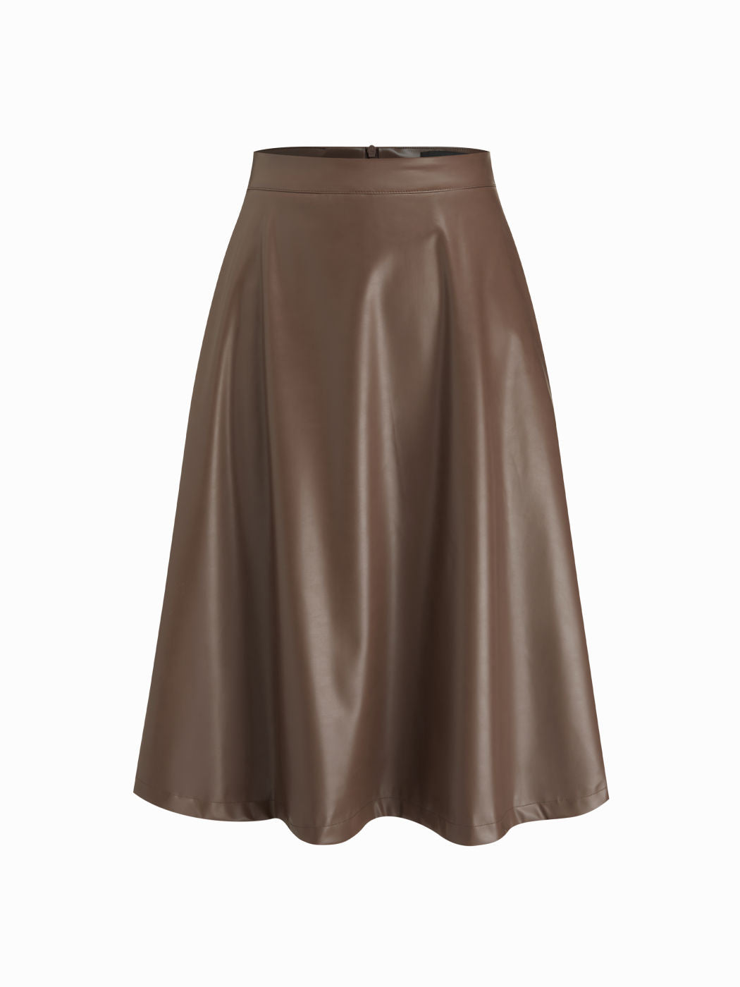Faux Leather Mid Rise Midi Skirt