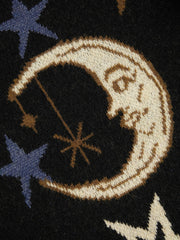 Knit Star & Moon Pattern Oversized Sweater