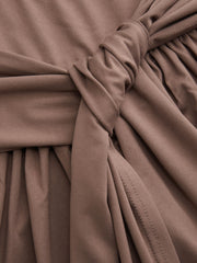 Round Neckline Long Sleeve Tie Side Mini Dress
