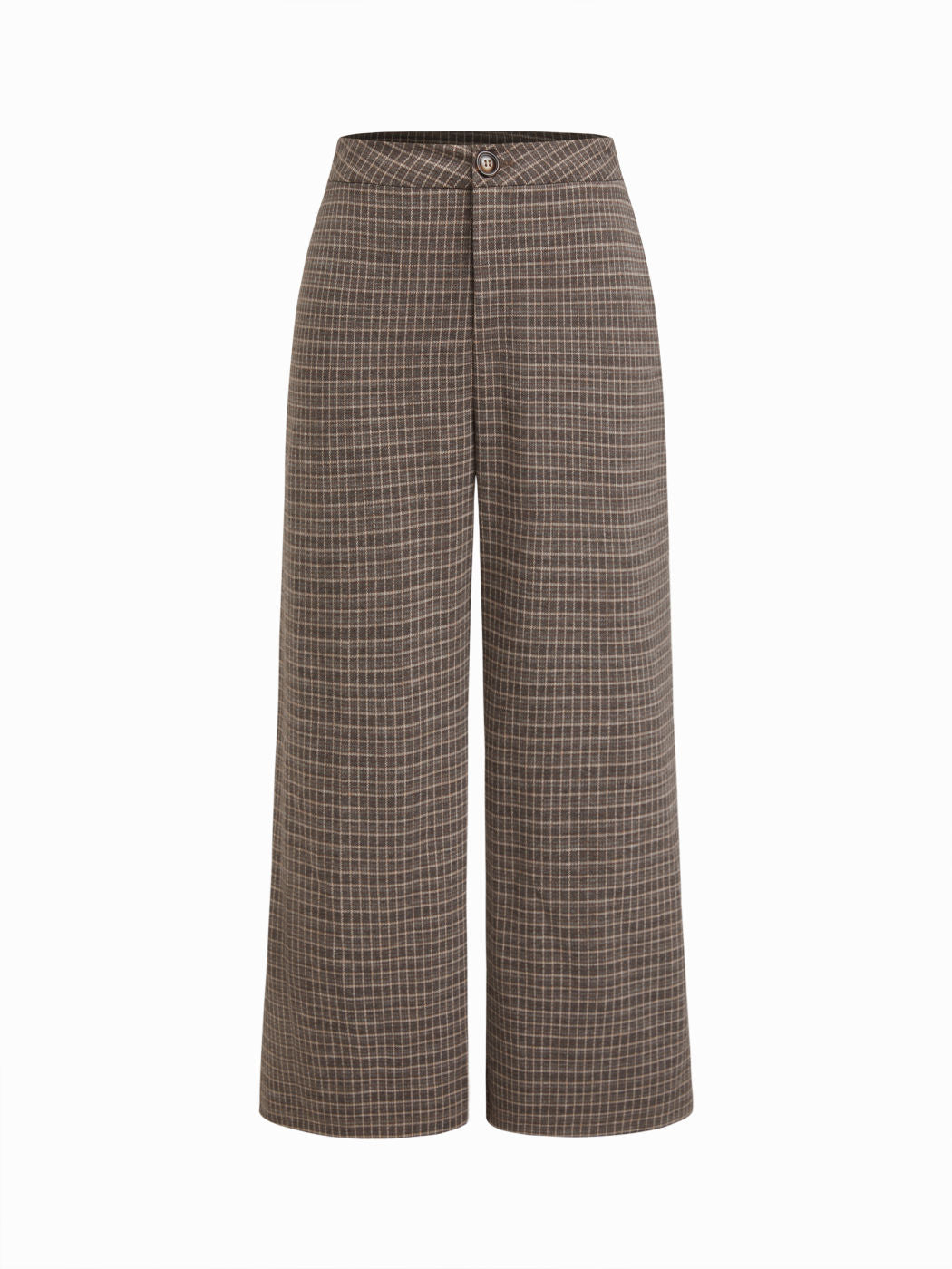 Stretchy Plaid Mid Rise Straight Leg Cropped Trousers