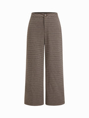 Stretchy Plaid Mid Rise Straight Leg Cropped Trousers
