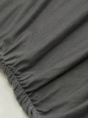 Boat Neck Mid-length Ruched Asymmetrical Hem Sleeve Tee