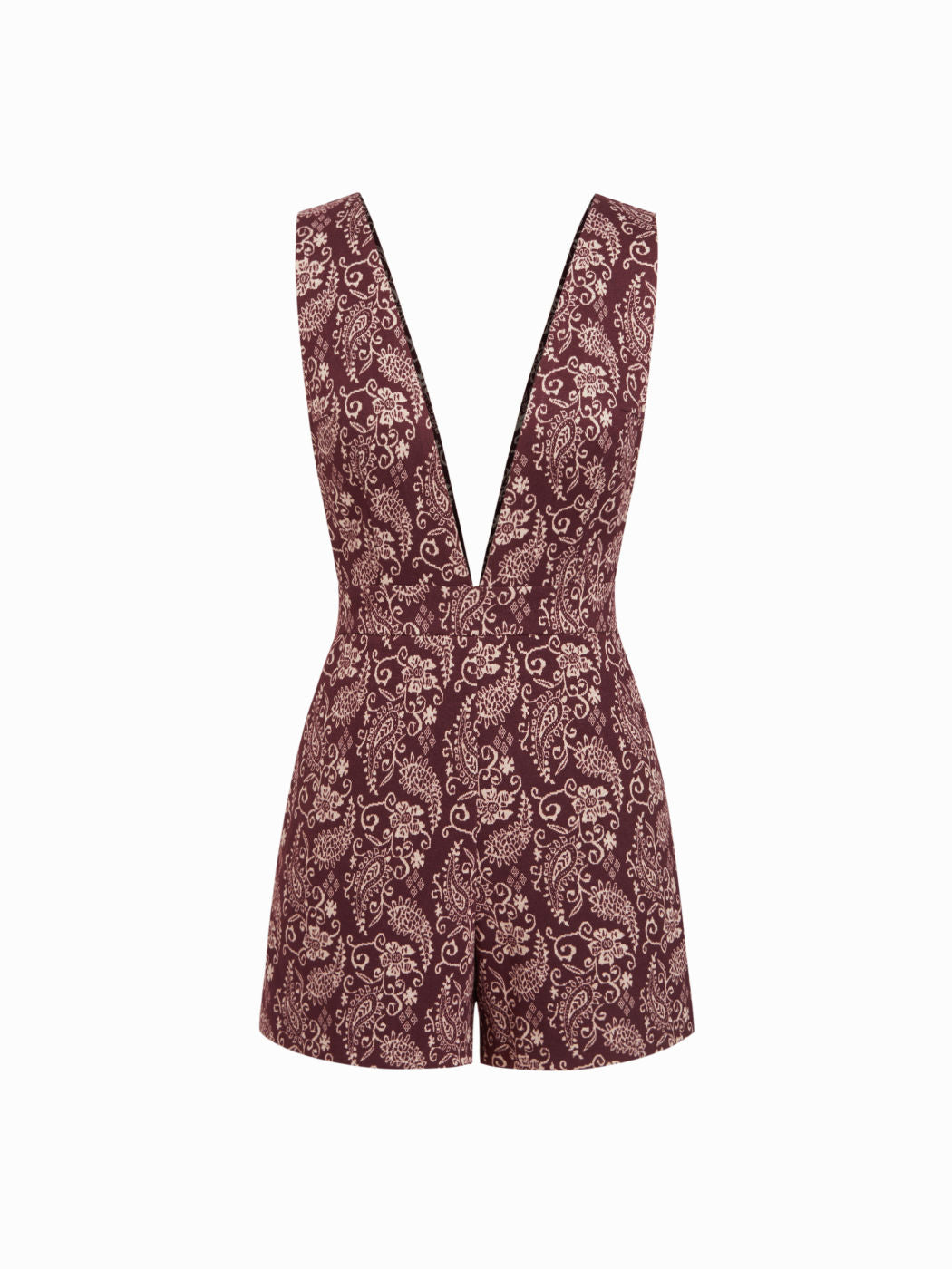 V-neck Jacquard Floral Micro Romper