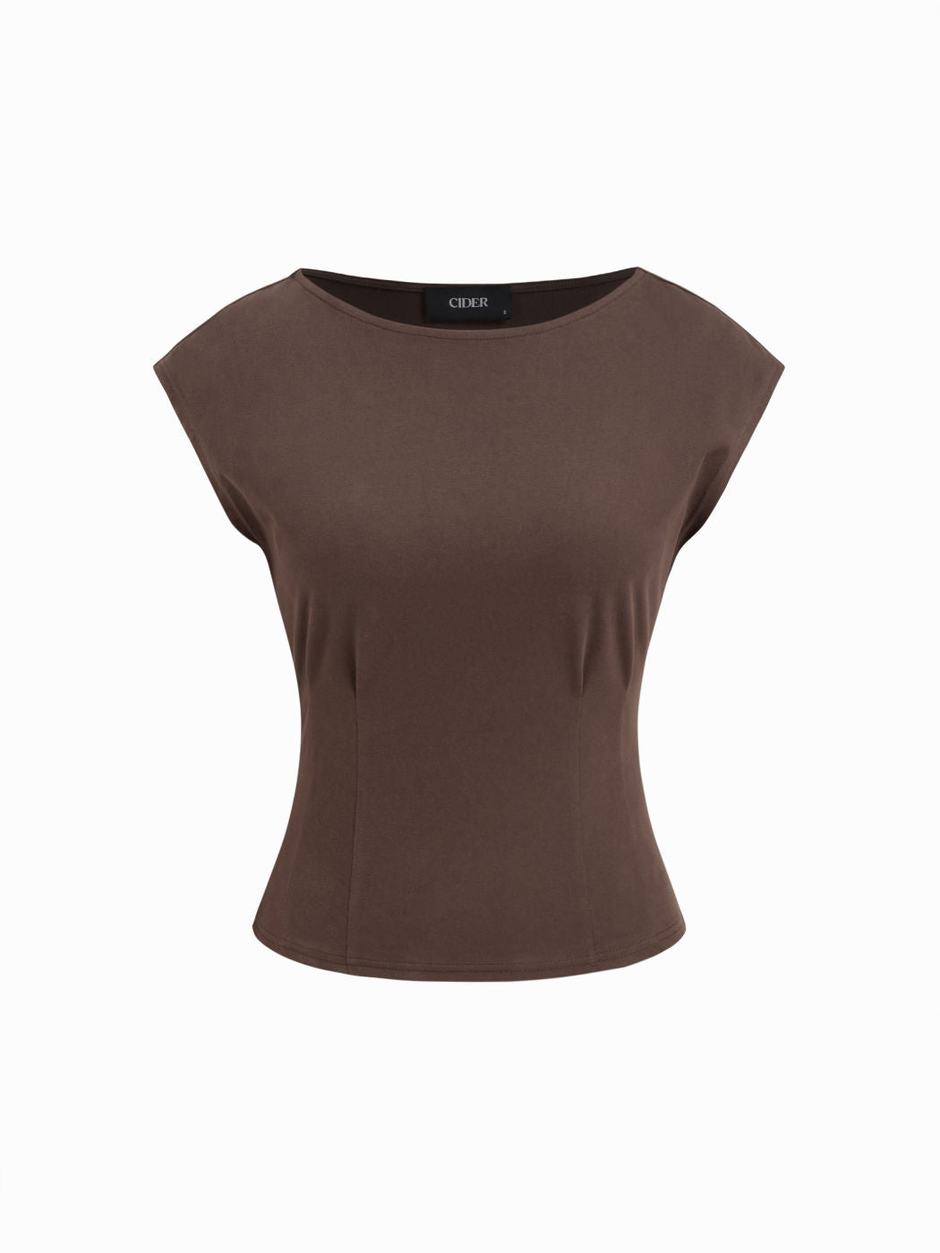 Cotton-blend Boat Neck Cinched Waist Tee