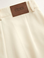 Wrinkle-free Fabric Mid Rise Pleated Straight Leg Trousers