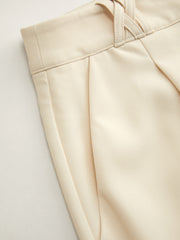 Wrinkle-free Fabric Mid Rise Pleated Straight Leg Trousers