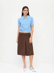 Knit Polo Neck Short Sleeve Top