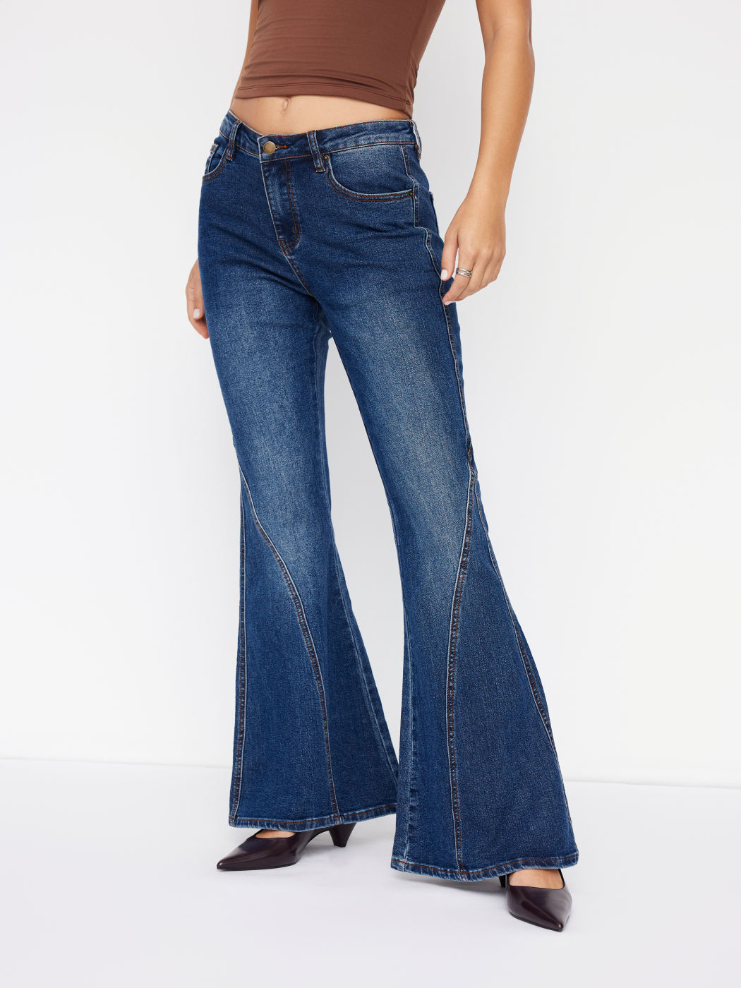 Cider Stretch Denim Low Rise Flared Jeans