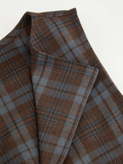 Plaid Asymmetrical Neck Ruched Tie Back Mini Dress