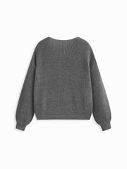 Knit V-neck Long Sleeve Tie Front Bow Oversized Cardigan