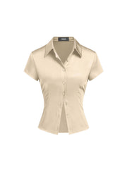 Satin Collar Short Sleeve Shirt