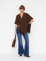 Knit V-neck Wrapped Oversized Shawl