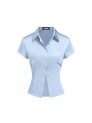 Satin Collar Short Sleeve Shirt