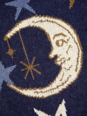 Knit Star & Moon Pattern Oversized Sweater