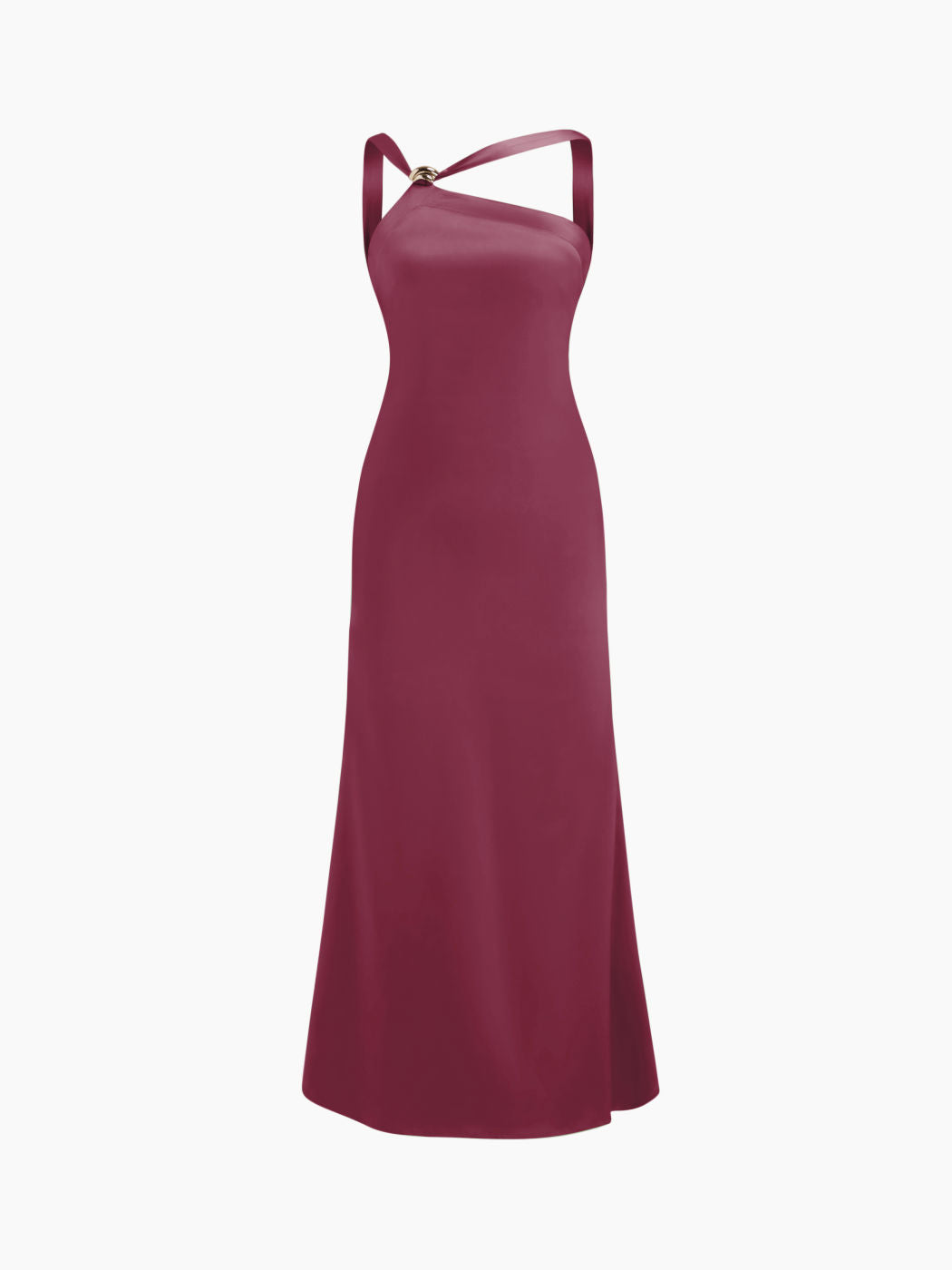 Satin Backless Buckle Bowknot Maxi Dress