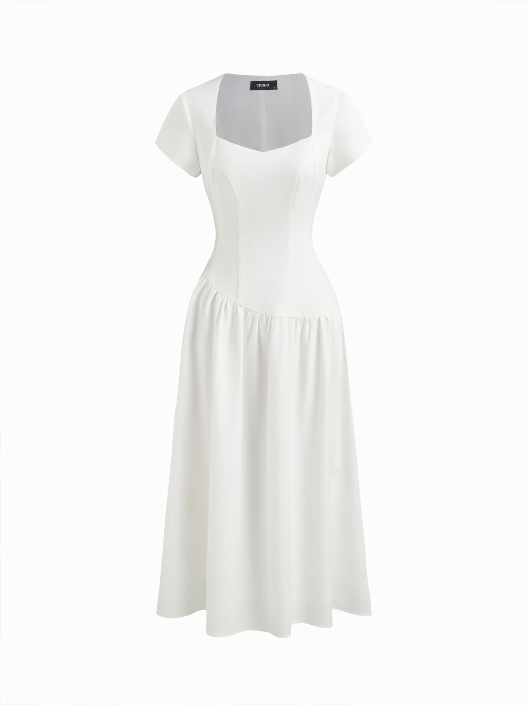 Sweetheart Neckline Short Sleeve Ruffle Midi Dress