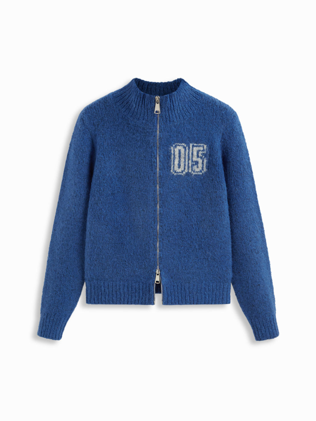 05 Knit Wool-blend Stand Collar Long Sleeve Zip Through Cardigan