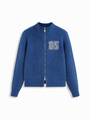05 Knit Wool-blend Stand Collar Long Sleeve Zip Through Cardigan