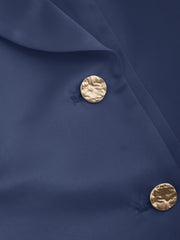 Satin Collar Solid Button Blazer Vest