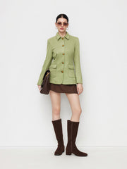 Suede Collar Button Up Pocket Jacket