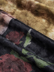 Velvet Mid Rise Floral Elastic Waist Maxi Mermaid Skirt