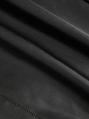 Faux Leather Mid Rise Drawstring Wide Leg Trousers
