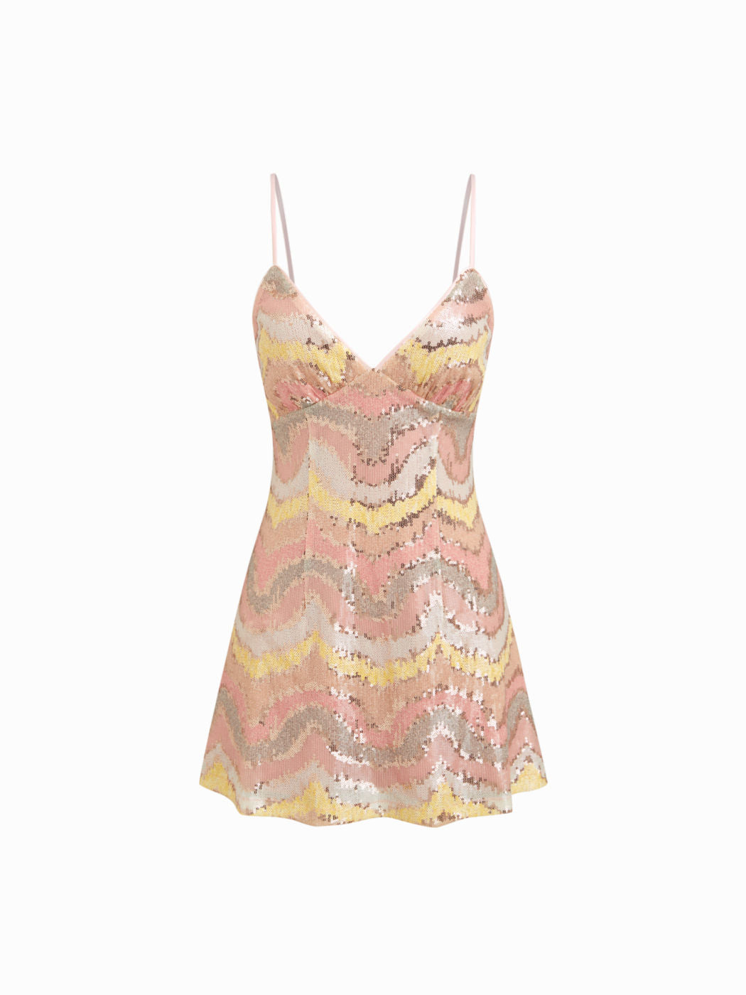 Sequins Sweetheart Neckline Wave Slip Mini Dress