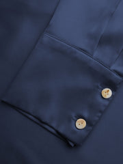 Satin Collar Solid Button Long Sleeve Shirt