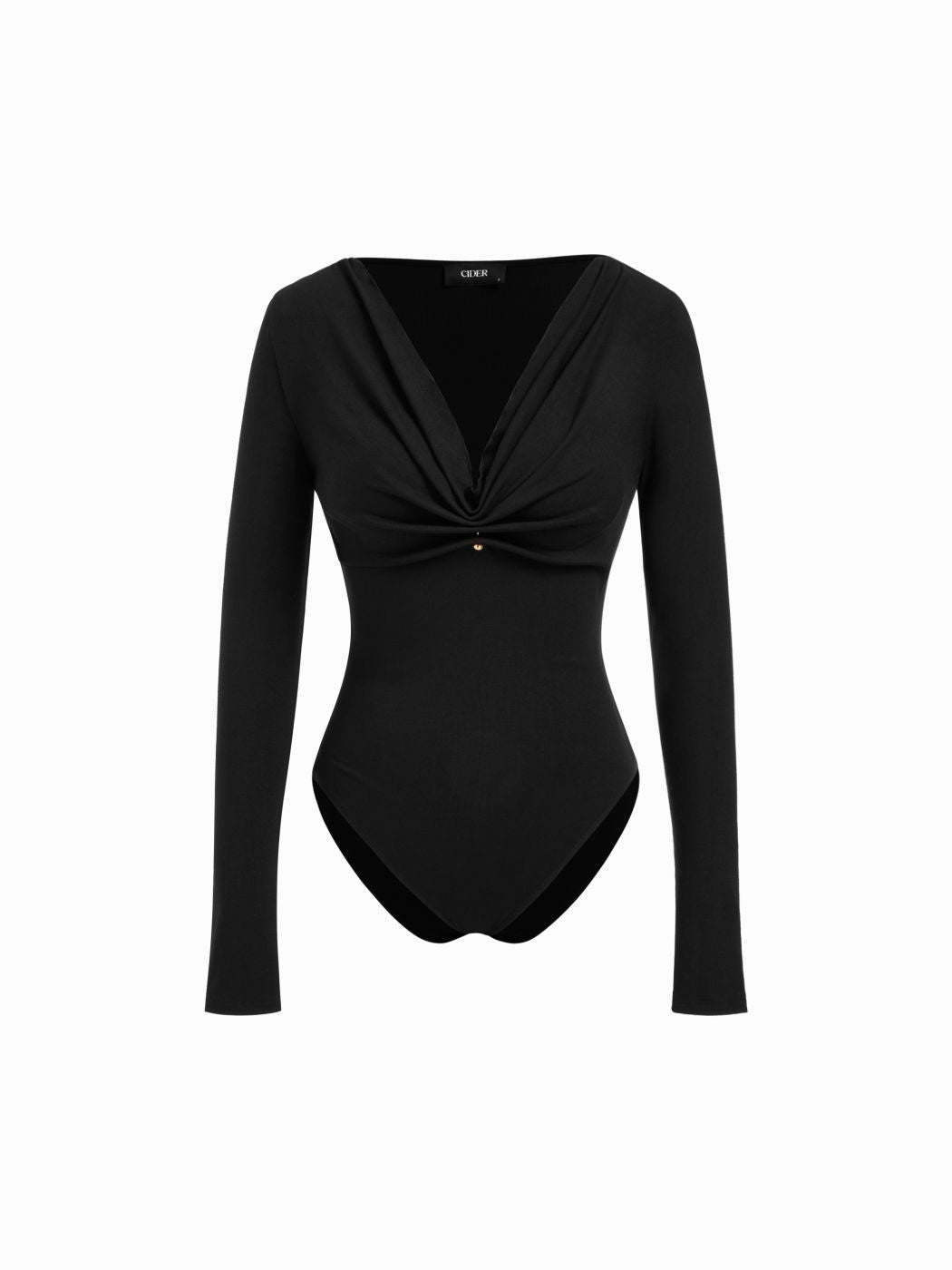 V-neck Long Sleeve Ruched Bodysuit