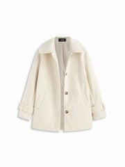 Wool-look Collar Long Sleeve Button Oversized Longline Shacket