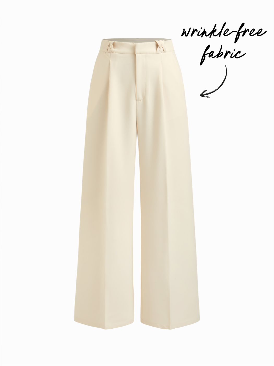 Wrinkle-free Fabric Mid Rise Pleated Straight Leg Trousers