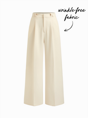 Wrinkle-free Fabric Mid Rise Pleated Straight Leg Trousers