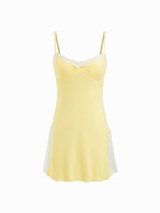 Sweetheart Lace Trim Bowknot Mini Nightdress