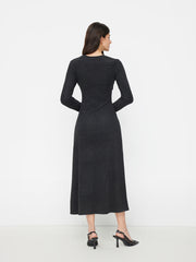 Round Neckline Solid Twist Maxi Dress