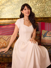 Sweetheart Neckline Short Sleeve Ruffle Midi Dress
