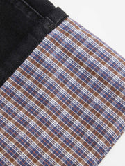 Cider Stretch Denim Mid Rise Plaid Roll Hem Straight Leg Jeans Curve & Plus