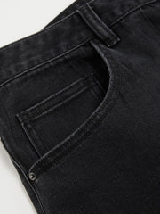 Cider Stretch Denim Mid Rise Plaid Roll Hem Straight Leg Jeans Curve & Plus