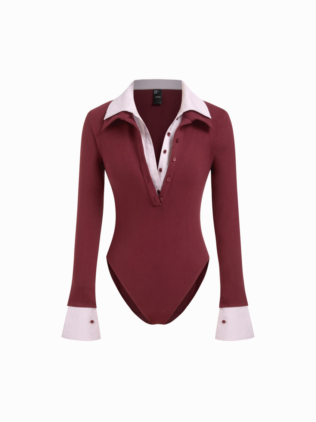 Two Tone Cotton Collar Striped Long Sleeve Bodysuit