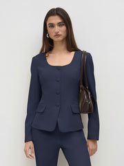 U-neckline Split Blazer
