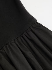 Cotton-blend Asymmetrical Neck Metal Button Bubble Hem Maxi Dress