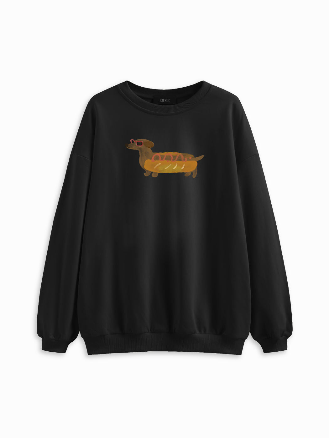 Cotton-blend Dog Graphic Round Neckline Oversized Sweatshirt
