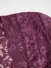 Lace V-neck Ruched Asymmetrical Hem Top