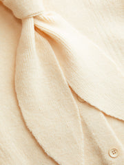 Knit Collar Long Sleeve knotted Button Cardigan