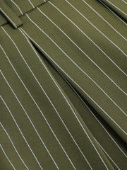 Mid Rise Stripe Pleated Wide Leg Trousers